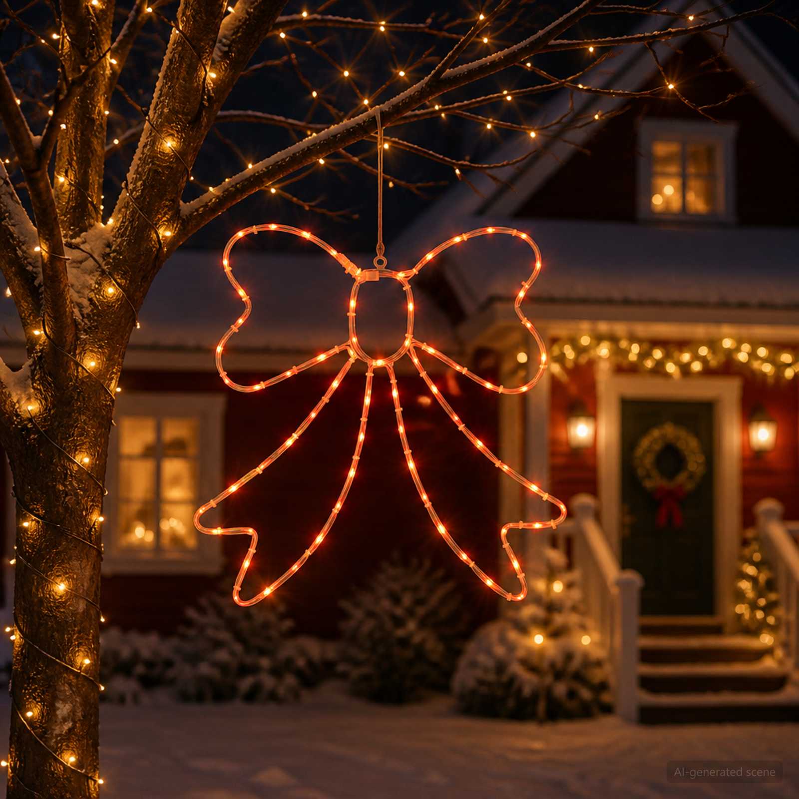 LED fénykábel masni LOVIISA 70 LED Piros 50 x 51 cm