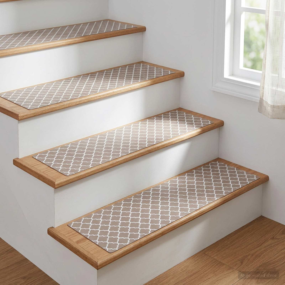 Lépcsőszőnyegek 15 db 76 x 20 cm Szürke és Fehér Poliészter