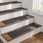 Lépcsőszőnyegek 15 db 76 x 20 cm Sötétszürke Poliészter