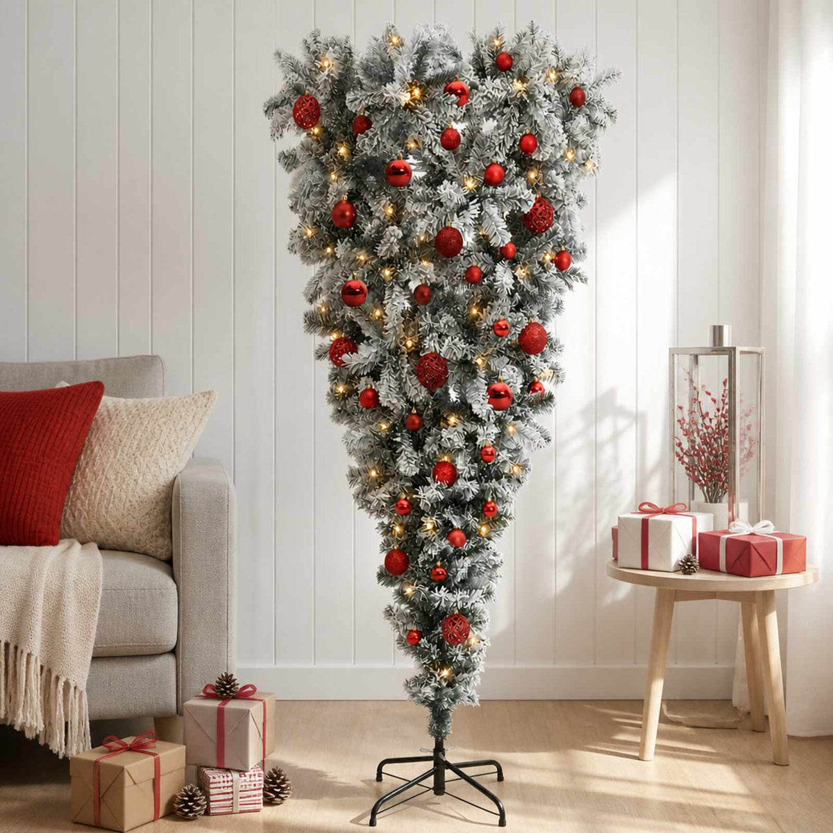 Felfordított Műfenyő Karácsonyfá 120 cm 150 LED Meleg fehér 3