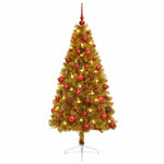 Műkarácsonyfa gömbbel 150 cm 150 LED Meleg fehér PVC és fém 4