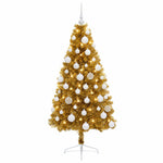 Műkarácsonyfa gömbbel 120 cm 150 LED Meleg fehér PVC és fém 4
