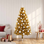 Műkarácsonyfa gömbbel 120 cm 150 LED Meleg fehér PVC és fém