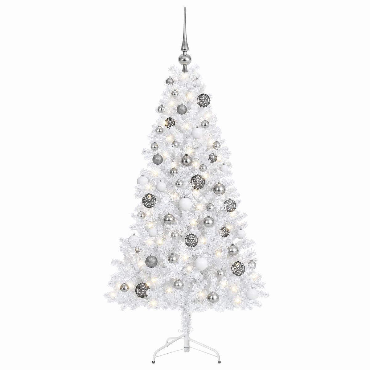 Műkarácsonyfa gömbbel 180 cm 300 LED Meleg fehér PVC és fém 4