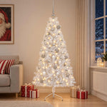 Műkarácsonyfa gömbbel 210 cm 300 LED Meleg fehér PVC és fém 3
