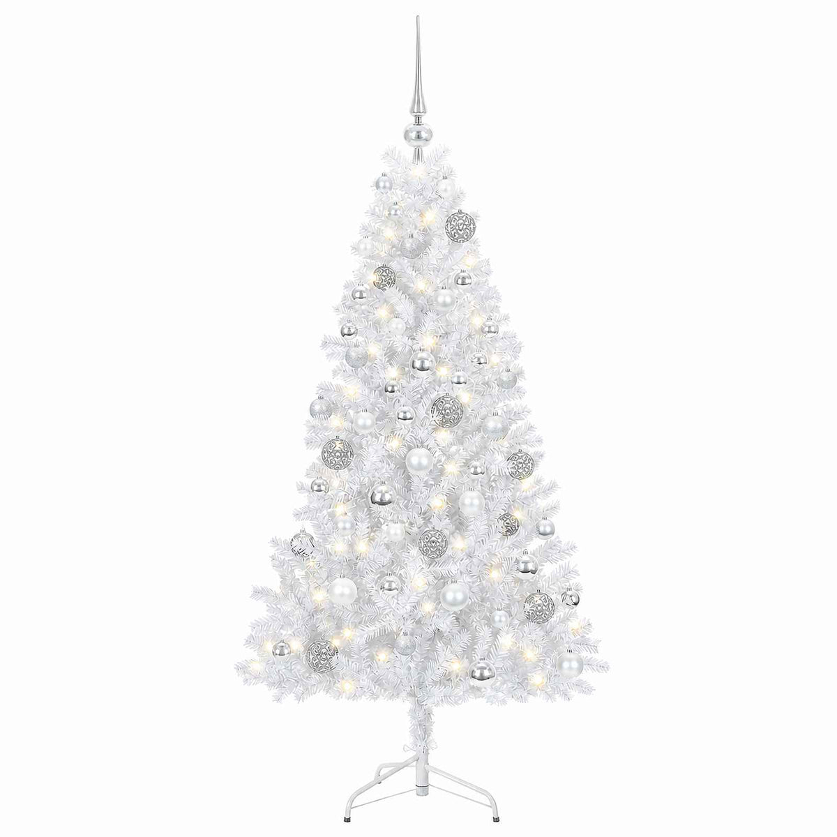 Műkarácsonyfa gömbbel 210 cm 300 LED Meleg fehér PVC és fém 4