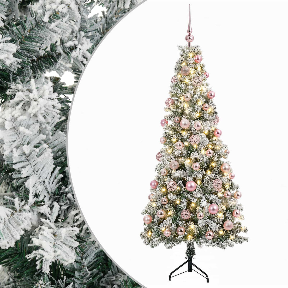 Műkarácsonyfa gömbbel 210 cm 300 LED Meleg fehér PVC és fém 2