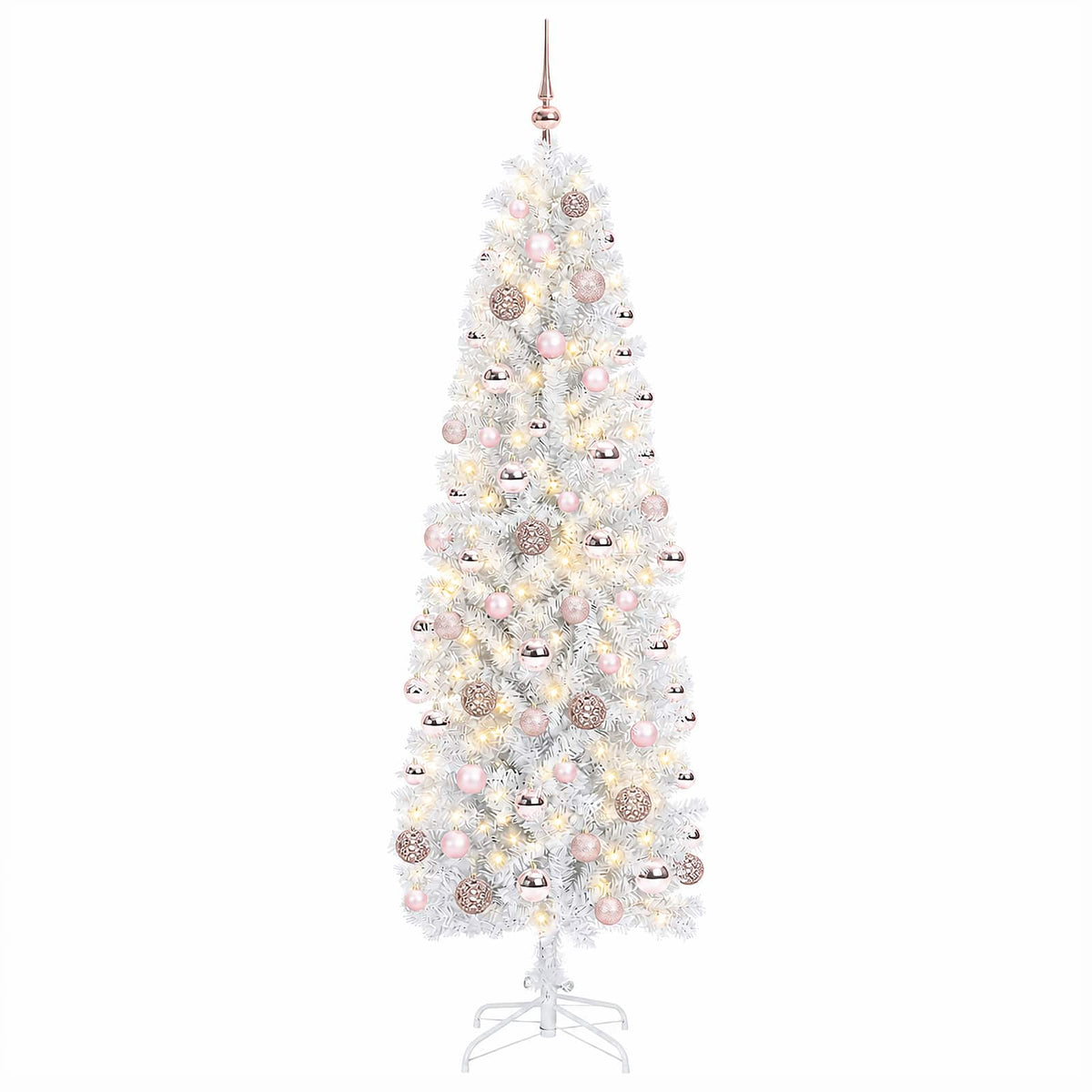 Karcsú műkarácsonyfa gömbökkel 240 cm 300 LED Meleg fehér 4