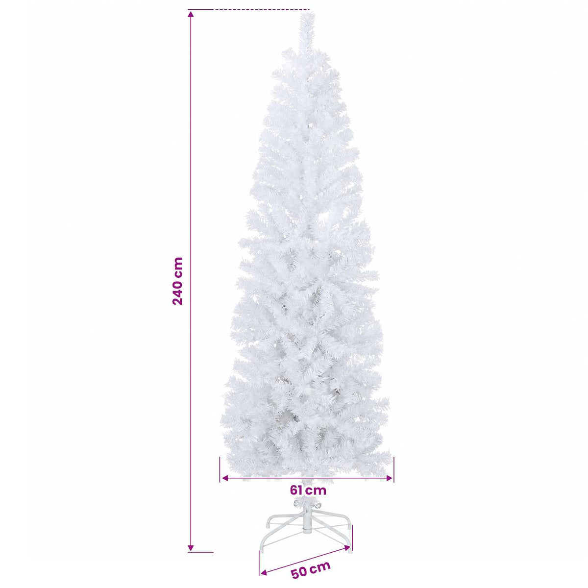 Karcsú műkarácsonyfa gömbökkel 240 cm 300 LED Meleg fehér 11
