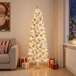Karcsú műkarácsonyfa gömbökkel 180 cm 300 LED Meleg fehér