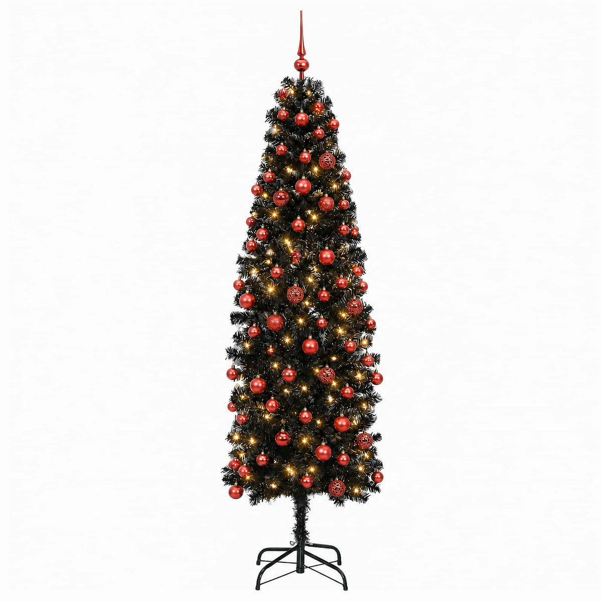 Karcsú műkarácsonyfa gömbökkel 180 cm 300 LED Meleg fehér 4