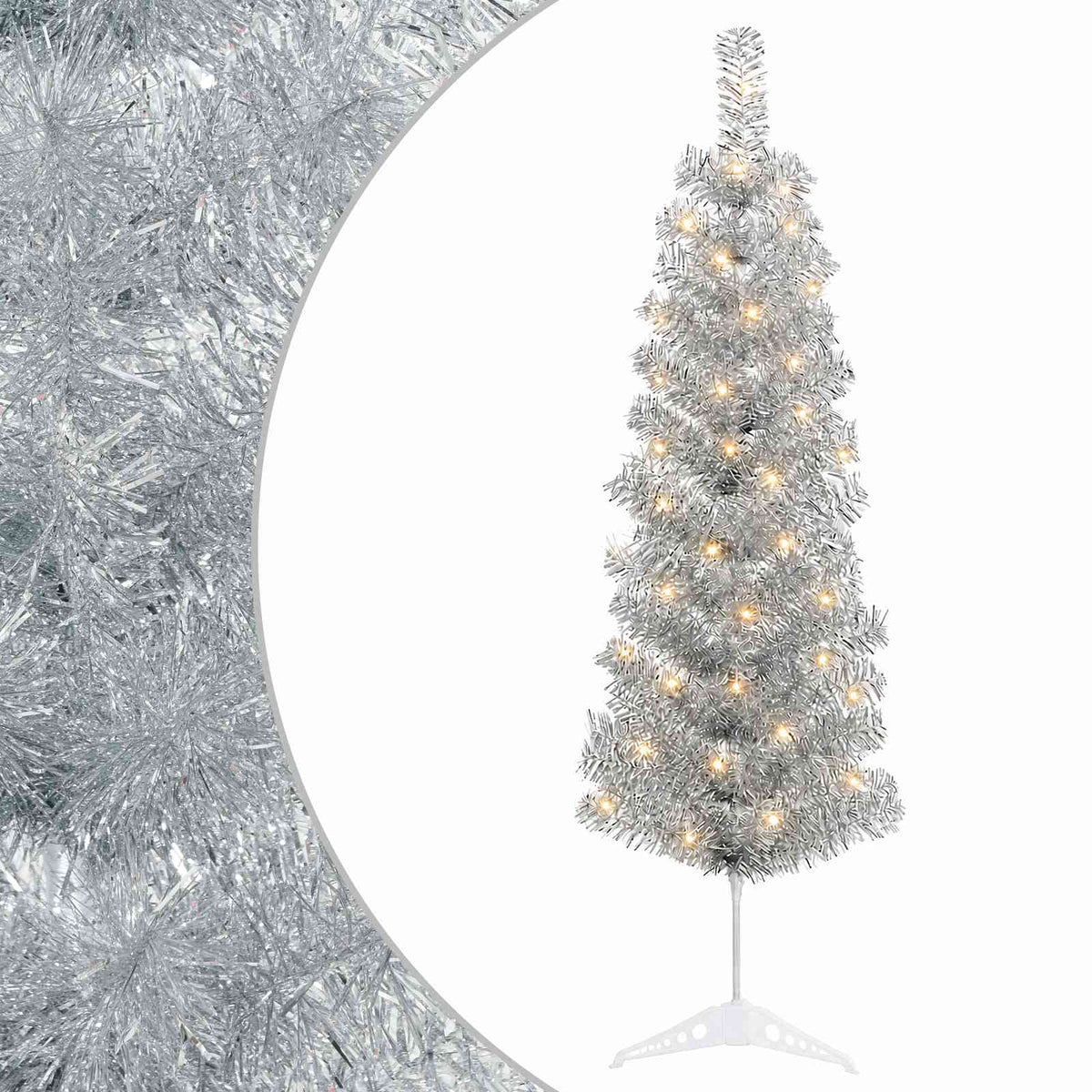 Mű Karcsú Karácsonyi Fa 150 cm 150 LED Meleg fehér PVC és fém 2