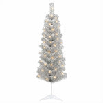 Mű Karcsú Karácsonyi Fa 150 cm 150 LED Meleg fehér PVC és fém 4
