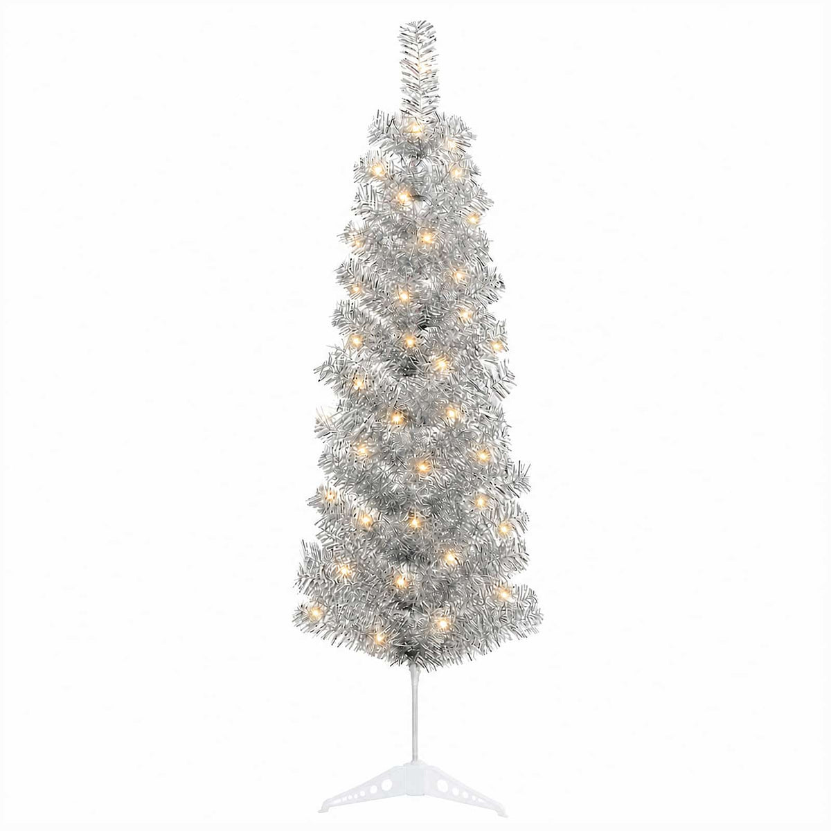 Mű Karcsú Karácsonyi Fa 150 cm 150 LED Meleg fehér PVC és fém 4