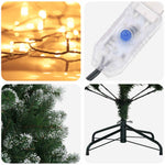 Mű karácsonyfa 120 cm 150 LED Meleg fehér PVC és fém Zöld 7