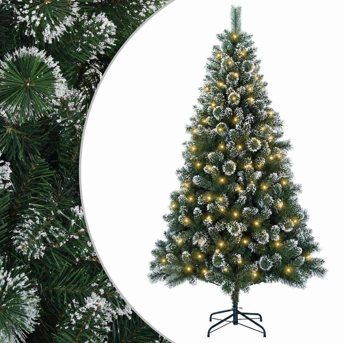 Mű karácsonyfa 120 cm 150 LED Meleg fehér PVC és fém Zöld 2