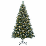 Mű karácsonyfa 150 cm 150 LED Meleg fehér PVC és fém Zöld 4