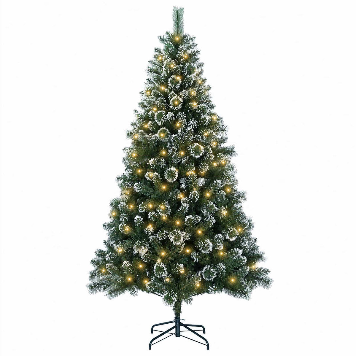 Mű karácsonyfa 150 cm 150 LED Meleg fehér PVC és fém Zöld 4
