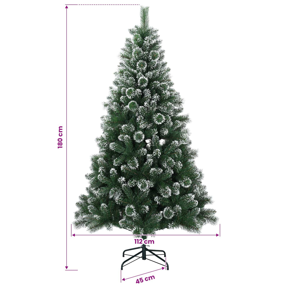 Mű karácsonyfa 180 cm 300 LED Meleg fehér PVC és fém Zöld 10