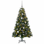 Műkarácsonyfa gömbbel 150 cm 150 LED Meleg fehér PVC és fém 4