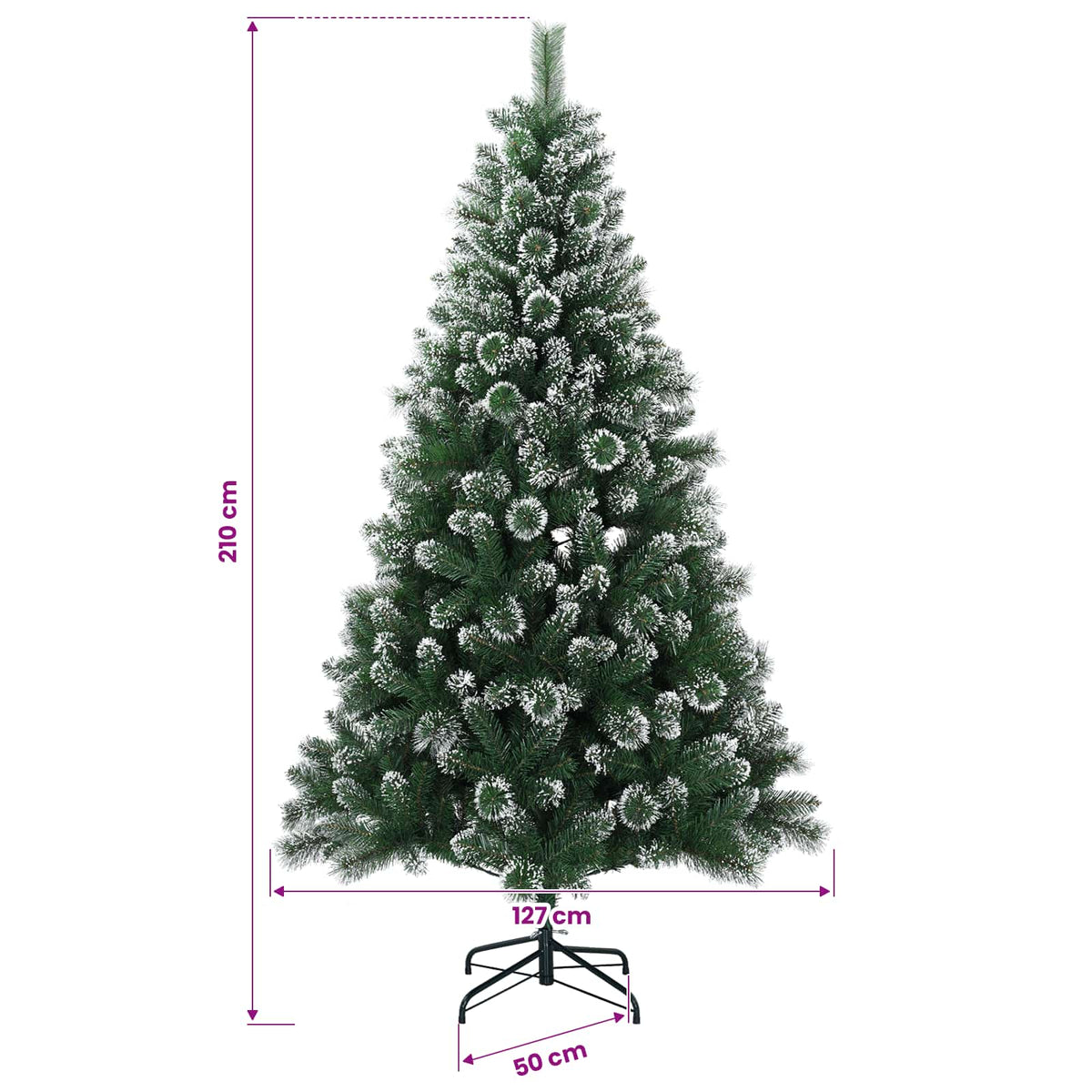 Műkarácsonyfa gömbbel 210 cm 300 LED Meleg fehér PVC és fém 11