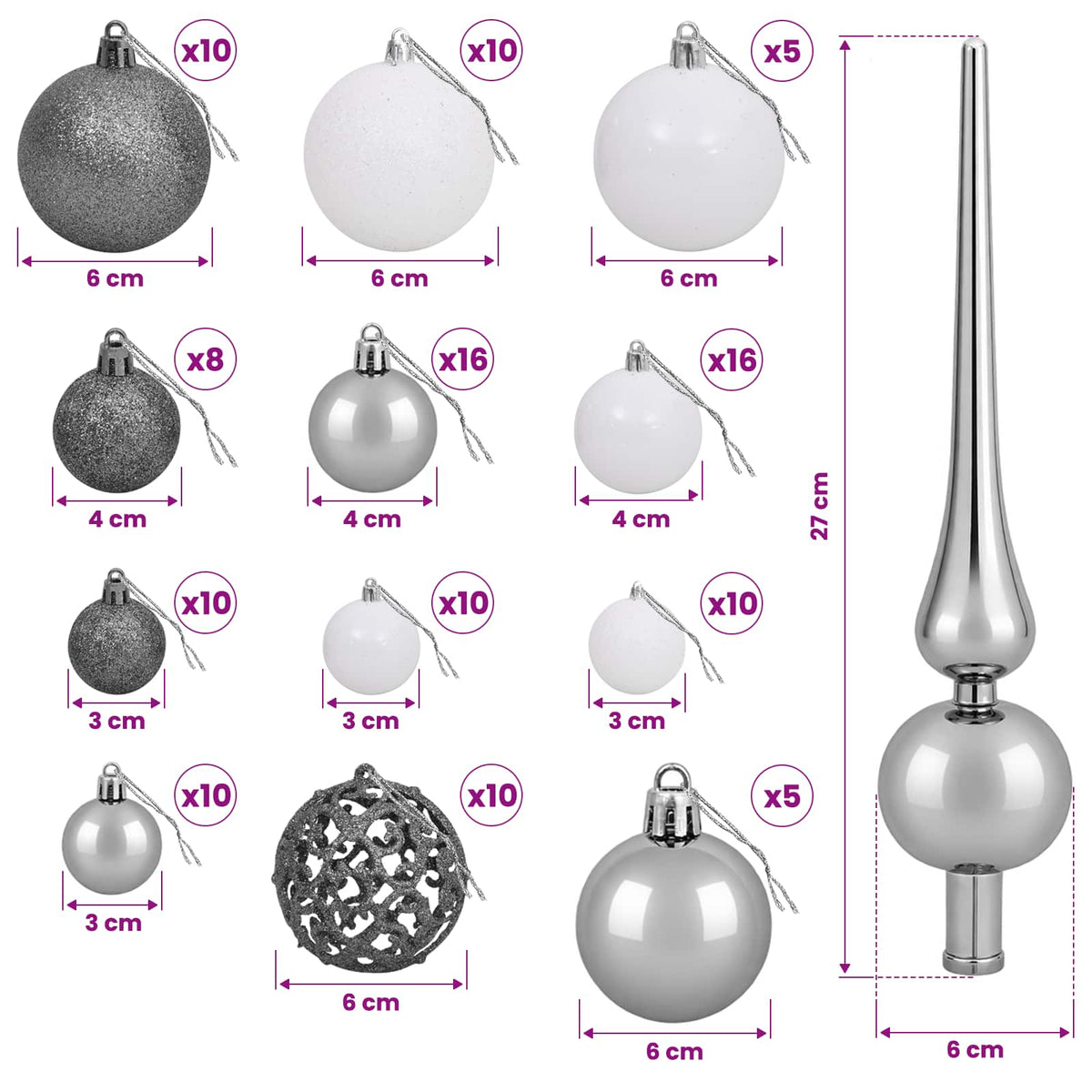 Műkarácsonyfa gömbbel 210 cm 300 LED Meleg fehér PVC és fém 12