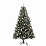 Műfenyő gömbökkel 240 cm 300 LED Meleg fehér PVC és fém Zöld 4