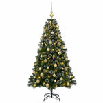 Műfenyő gömbökkel 120 cm 150 LED Meleg fehér PVC és fém Zöld 4