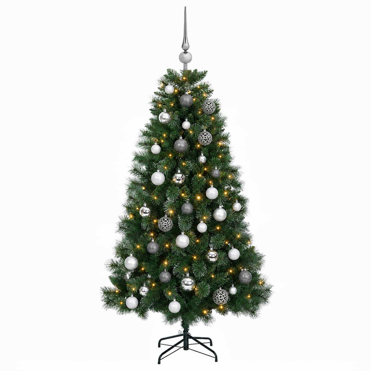 Műkarácsonyfa gömbbel 120 cm 150 LED Meleg fehér PVC és fém 4
