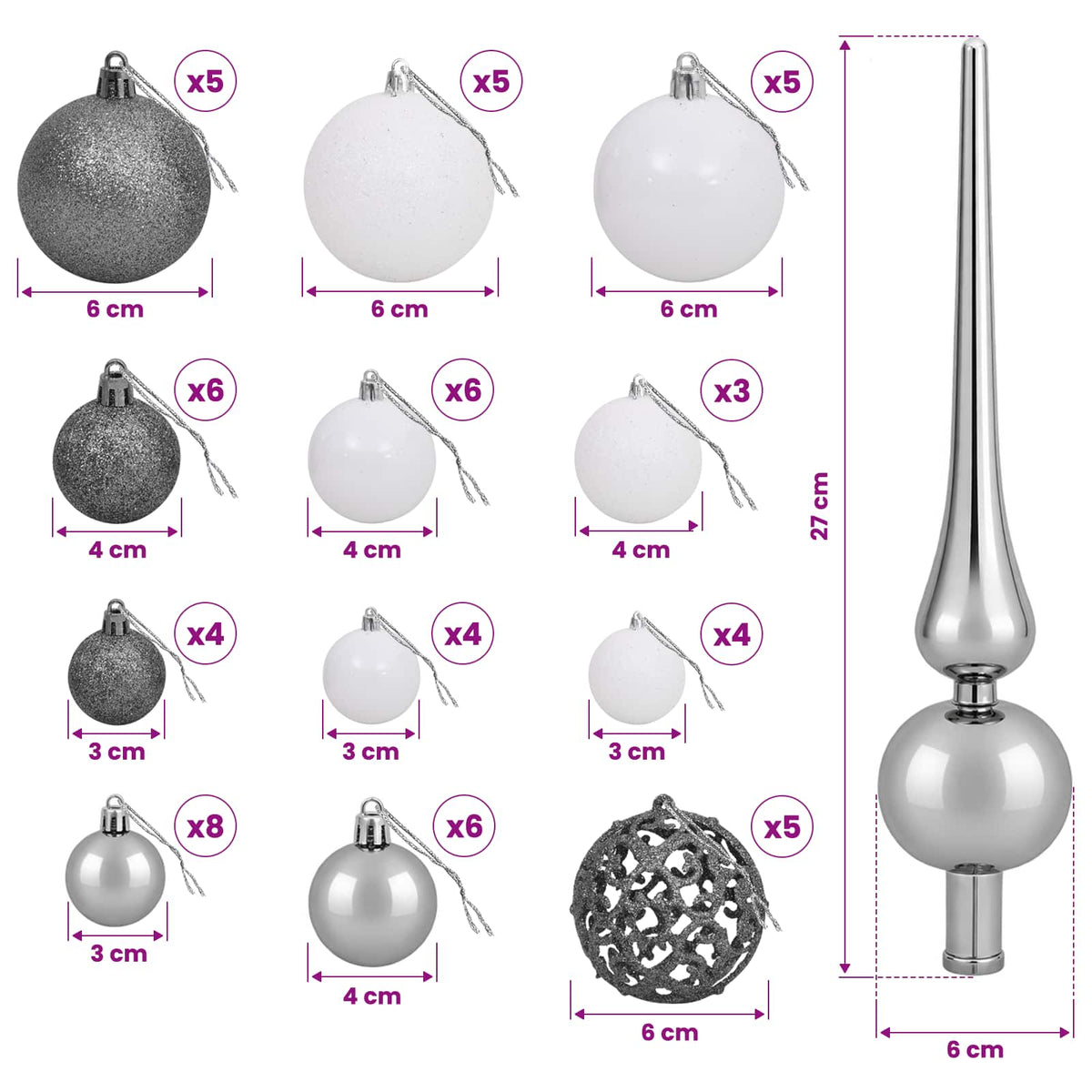 Műkarácsonyfa gömbbel 120 cm 150 LED Meleg fehér PVC és fém 12