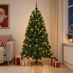 Műkarácsonyfa díszgömbbel 240 cm 300 LED Meleg fehér PVC és fém