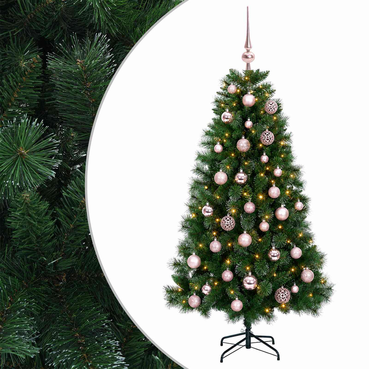 Műkarácsonyfa gömbökkel 120 cm 150 LED Meleg fehér PVC és fém 2