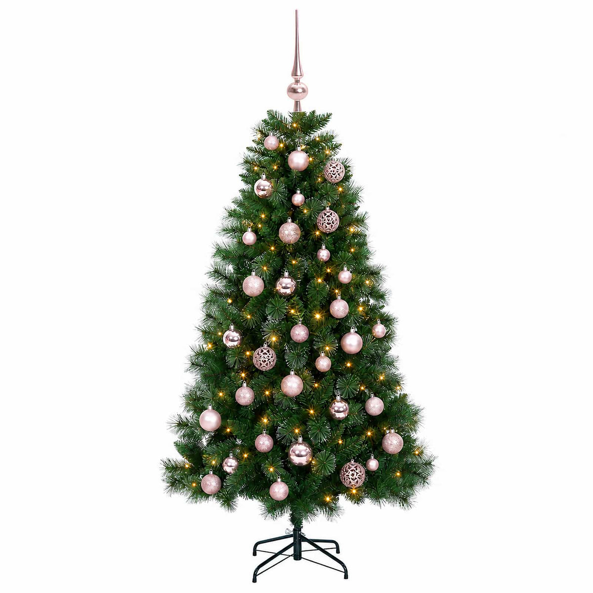 Műkarácsonyfa gömbökkel 120 cm 150 LED Meleg fehér PVC és fém 4