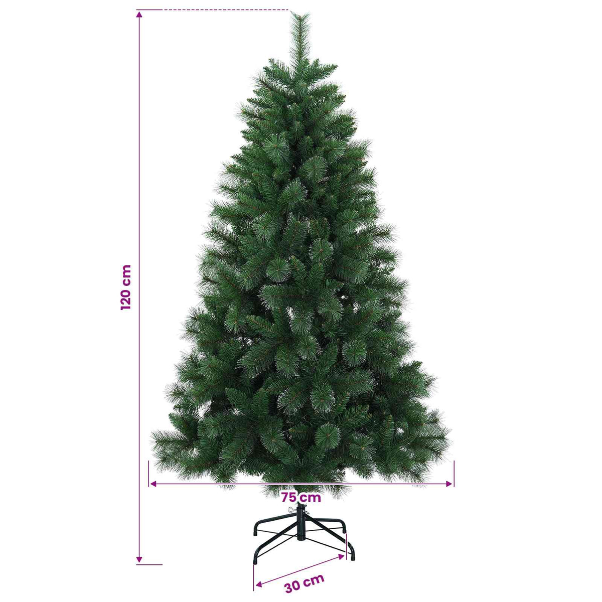 Műkarácsonyfa gömbökkel 120 cm 150 LED Meleg fehér PVC és fém 11