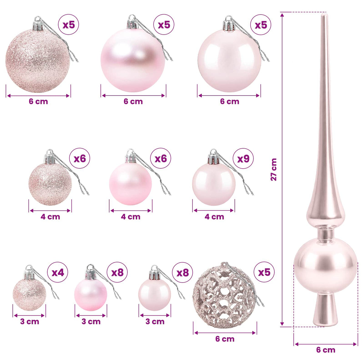 Műkarácsonyfa gömbökkel 120 cm 150 LED Meleg fehér PVC és fém 12
