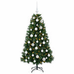 Műkarácsonyfa gömbökkel 150 cm 150 LED Meleg fehér PVC és fém 4