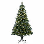 Mű karácsonyfa 150 cm 150 LED Meleg fehér PVC és fém Zöld 4