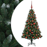 Műfenyő gömbökkel 120 cm 150 LED Meleg fehér PVC és fém Zöld 2