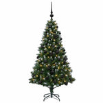 Műfenyő gömbökkel 120 cm 150 LED Meleg fehér PVC és fém Zöld 4