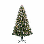 Műfenyő gömbökkel 180 cm 300 LED Meleg fehér PVC és fém Zöld 4