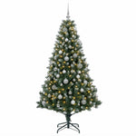 Műfenyő gömbökkel 180 cm 300 LED Meleg fehér PVC és fém Zöld 4