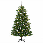 Műfenyő gömbökkel 210 cm 300 LED Meleg fehér PVC és fém Zöld 4