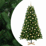 Műkarácsonyfa gömbbel 180 cm 300 LED Meleg fehér PVC Zöld 2