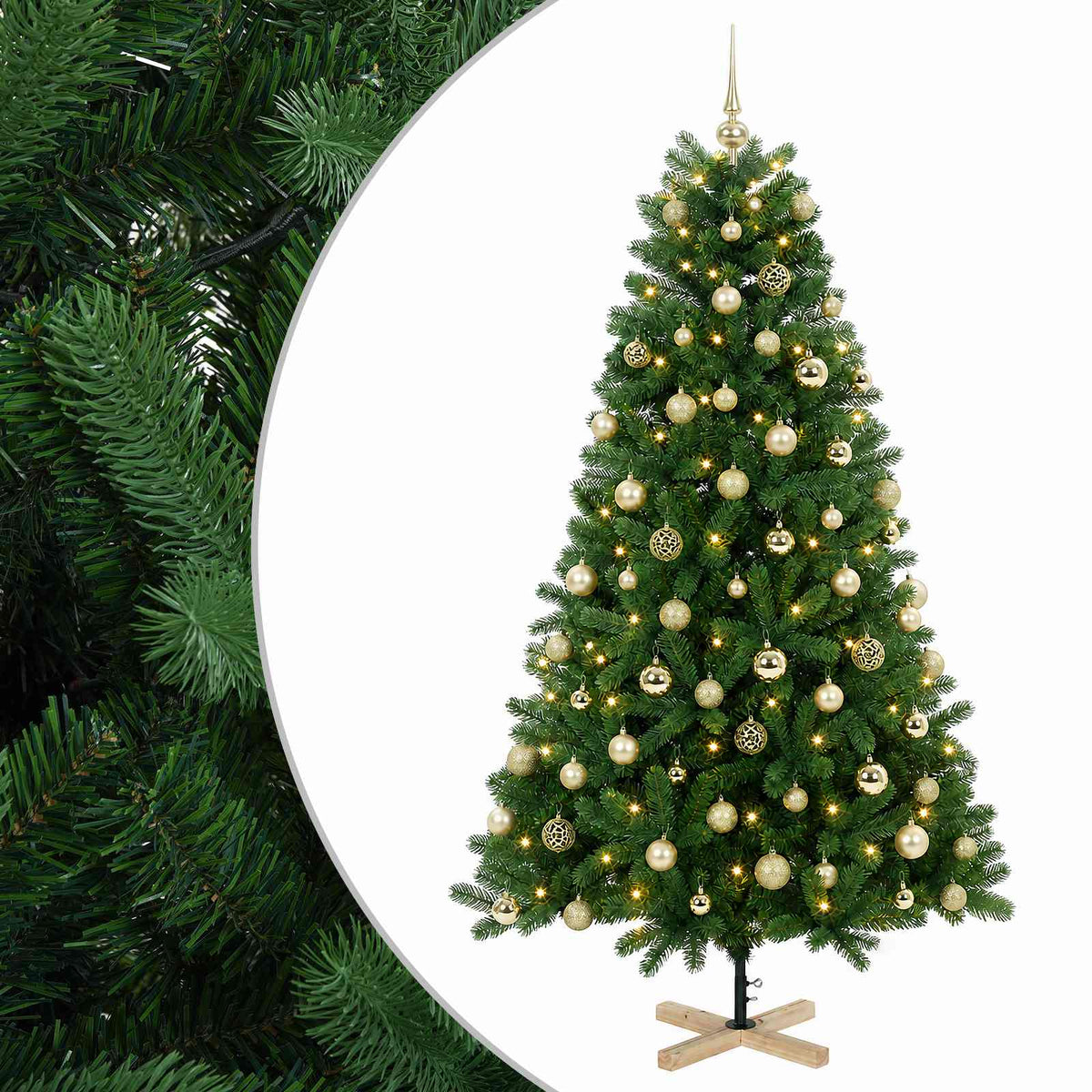 Műkarácsonyfa gömbbel 240 cm 300 LED Meleg fehér PVC Zöld 2