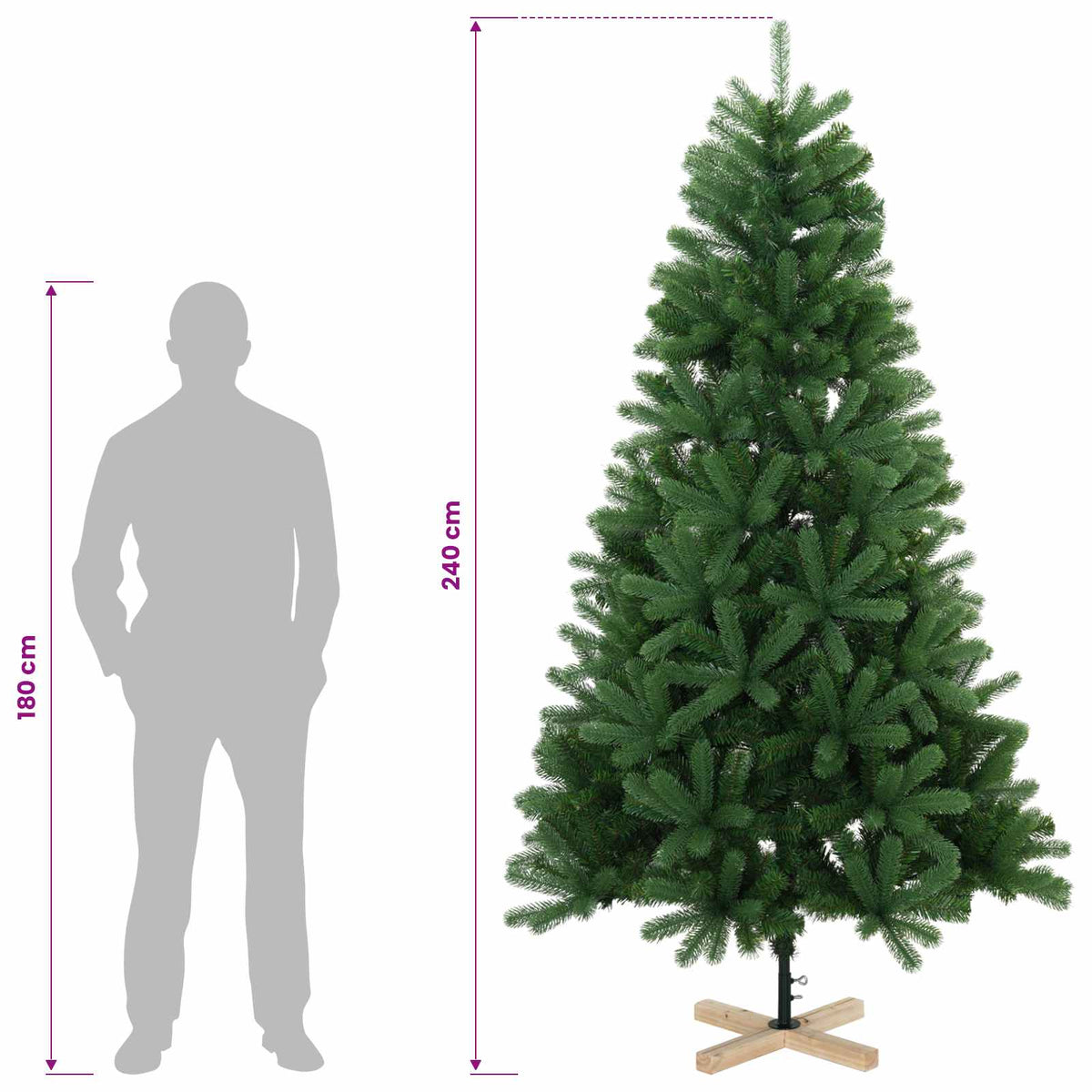 Műkarácsonyfa gömbbel 240 cm 300 LED Meleg fehér PVC Zöld 14