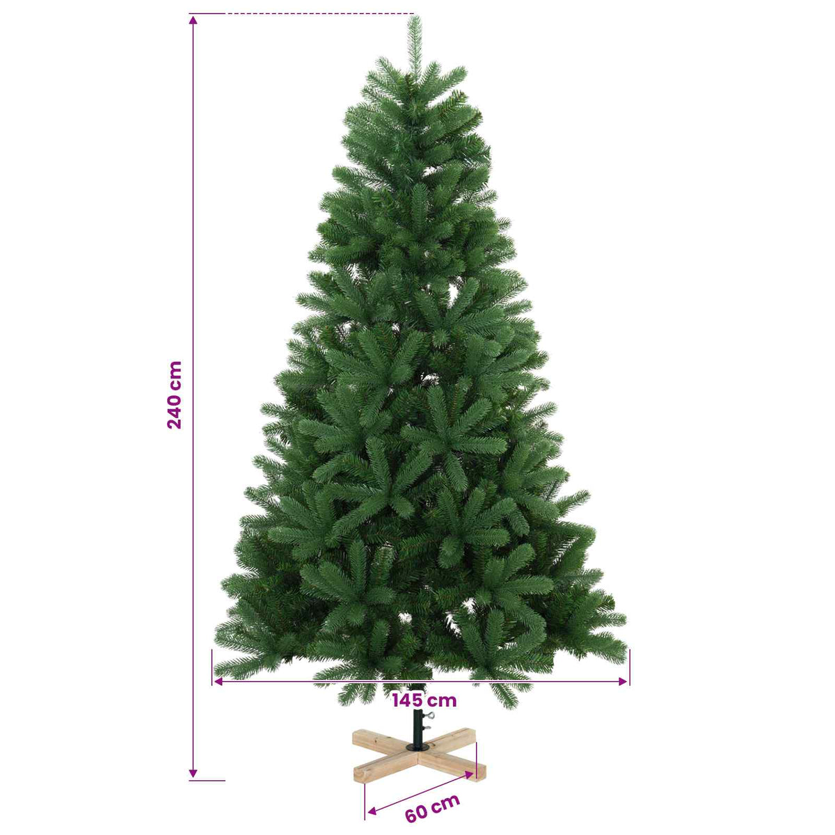 Műkarácsonyfa gömbbel 240 cm 300 LED Meleg fehér PVC Zöld 11