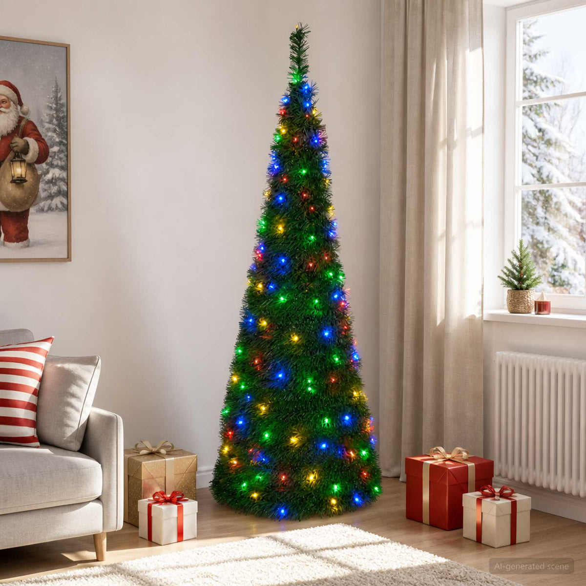 Pop-up LED-es karácsonyfa 210 cm 200 LED PVC Zöld 3