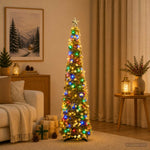 Pop-up LED-es karácsonyfa csúcsdísszel 120 cm 50 LED PET Arany 3