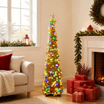 Pop-up LED-es karácsonyfa csúcsdísszel 120 cm 50 LED PET Arany