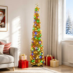 Pop-up LED-es karácsonyfa csúcsdísszel 180 cm 100 LED PET Arany